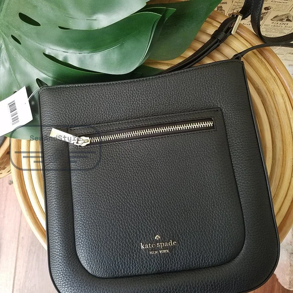 NWT New York Leila Leather Top Zip Crossbody color: black - Picture 3 of 15